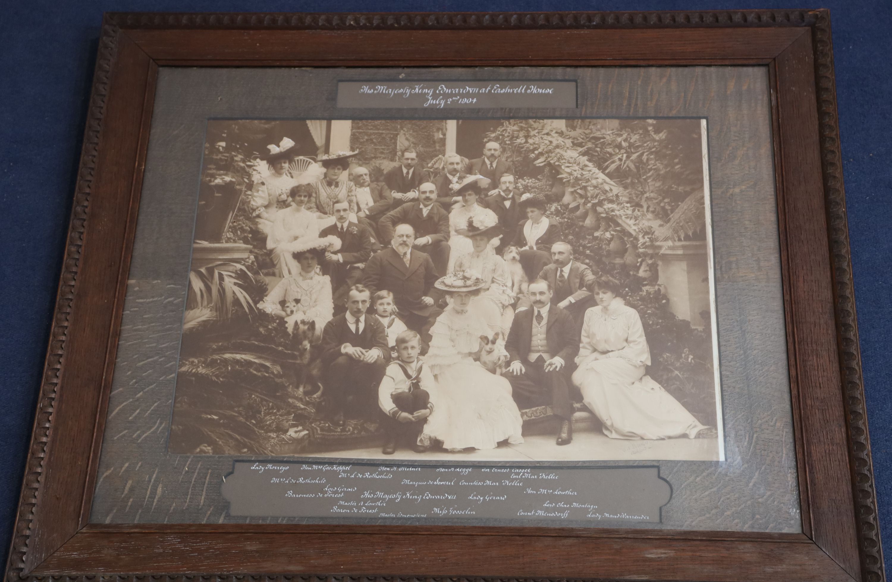 A black and white photograph of King Edward VII at a house party at Eastwell House, July 2nd 1904, by A.H. Death and Garden, Ashford,